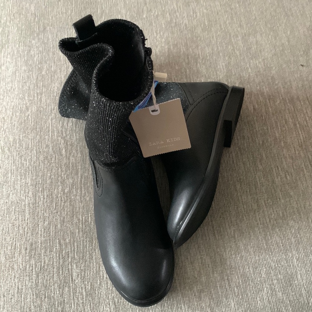 New Zara Girl Black Sequins Mid-Calf Boots Sizes 9.5 & 11.5
